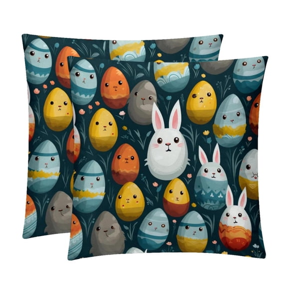 Easter Velvet Pillow Covers Set of 2 with Unique Patterns for Decorative Pillows - 16x16, 18x18, 20x20 Inches for Various Occasions - Includes Pillow Inserts - 230 Characters