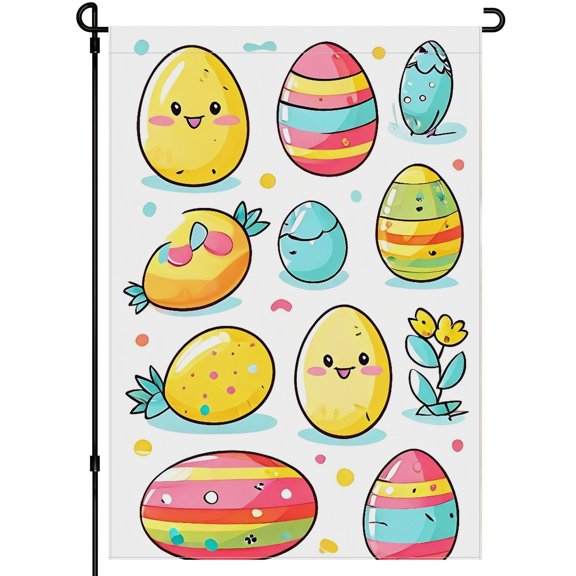 Easter Versatile Outdoor Garden Flags Double Side Vivid Cartoon Easter Eggs Animated Decoration 28x40in Cute Colorful Durable Garden Flags for Outdoor for Garden Front Door Outdoor Balcony