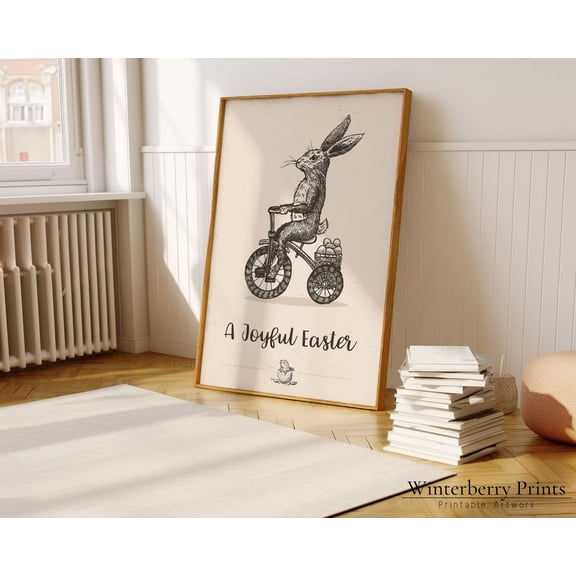 Easter Vintage Bunny-Vintage Easter Bunny Prints-Antique Farmhouse Wall Art-Spring Art-Bunny,-#244 #2398, Unframed Poster Size 8x12