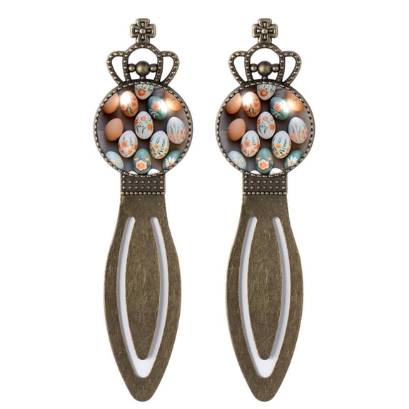 Easter Vintage Copper Crown-Shaped Bookmarks Set of 2 - Stainless Steel Reading Accessories for Book Lovers and Readers