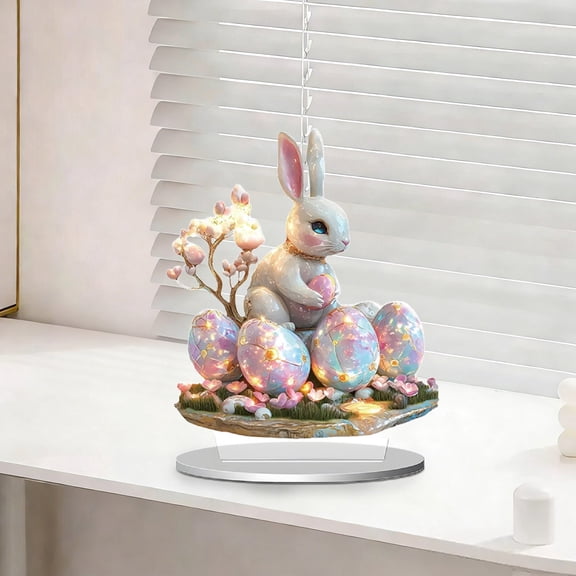 Easter 2D Table Decoration Visual Ornament Holiday Desktop Decor Spring Home Living Room Bedroom Party Display Centerpiece Gift Seasonal Festival Decoration Acrylic Accent