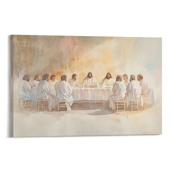 Easter Wall Art Last Supper Poster Bible Watercolor Canvas Print Canvas Art Poster and Wall Art Picture Print Modern Family bedroom Decor Posters 20x30inch(50x75cm)
