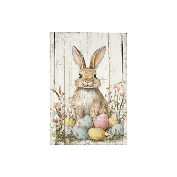 Easter Wall Art for Living Room Decor Vintage Bunny Flower Painting on Canvas Print for Bedroom Farmhouse Bunny Art Picture Wall Decor Spring Easter Decor