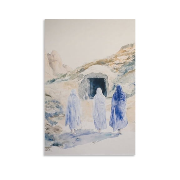 Easter Wall Art Three Marys at Jesus Christ Tomb Canvas Print Empty Tomb Art Poster Room Aesthetic Poster Print Art Wall Painting Canvas Posters Gifts Modern Bedroom Decor 24x36inch(60x90cm)