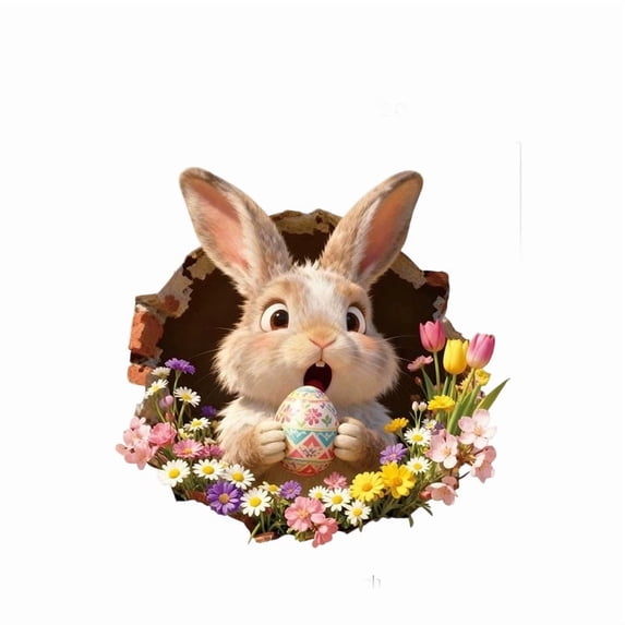 Easter Wall Decals,Easter Bunny Toilet Sticker PVC Adhesive,Cute Easter Egg Wall and Window Sticker for Holiday Indoor Decor Home Decor Collection