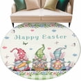 thumbnail image 1 of Easter Washable Round Rug 6ft Area Rug for Living Room, Soft Large Non-Slip Circle Dining Room Rugs Funny Bunny Ear Gnomes Colorful Eggs Flowers Plaid Carpet for Bedroom Entryway Classroom Dorm, 1 of 1