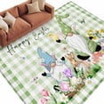 thumbnail image 1 of Easter Washable Rug 5x8 Area Rugs for Living Room, Spring Gnomes Flowers Rabbit Butterfly Green Plaid Large Bedroom Rug Soft Non-Slip Low Pile Floor Carpet for Dining Room Kitchen Office Laundry, 1 of 1