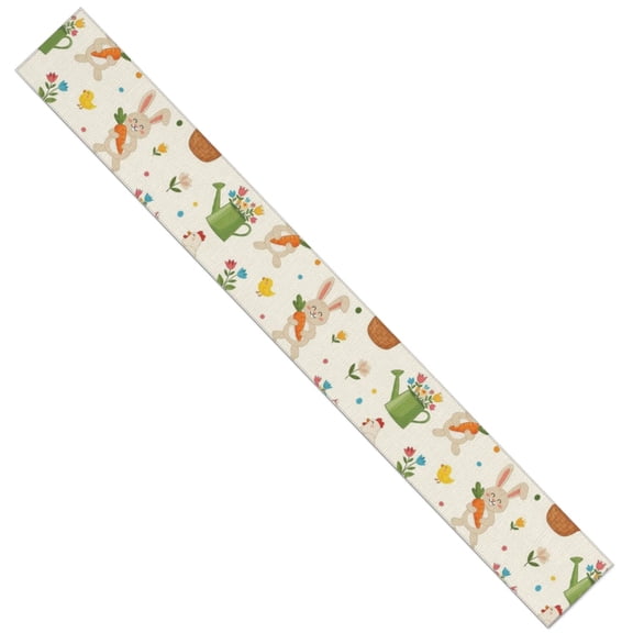 Easter and Watering Cans Cream Pattern Table Runner,Kitchen Dining Table Decoration for Home Party Decor,13.8"x108" Heat Resistant,Wrinkle-Free,Machine Washable