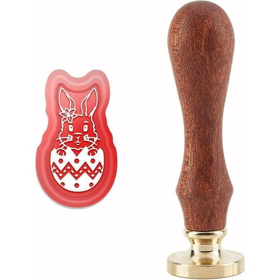 Easter Wax Seal Stamp Rabbit Sealing Wax Stamps Egg Retro Vintage Removable Brass Stamp Head with Wood Handle for Wedding Invitations Halloween Christmas Thanksgiving Gift Packing