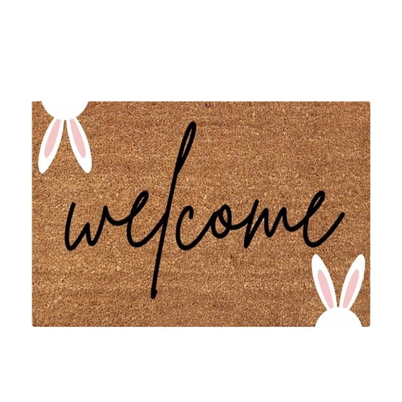Easter Welcome Doormat, Easter Bunny Coir Door Mat Egg, Front Door Mat Decor, Non Slip Front Porch Rugs for Home Entrance Decoration (16 x 24 in)