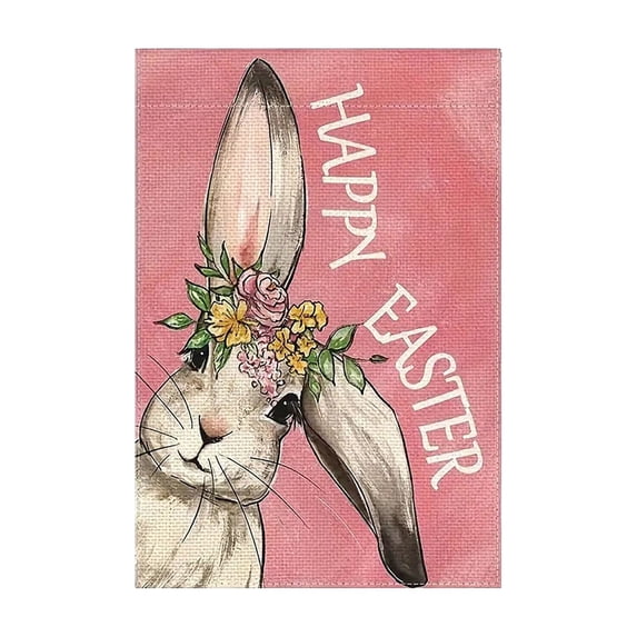 Easter Welcome Garden Flag 12x18 Inch Vertical Double Sided Spring Easter Bunny Eggs Small Flags Farmhouse Outside Decoration for Yard (A)