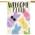 thumbnail image 1 of Easter Welcome Peeps House Flag - 28x40" Double-Sided Colorful Bunny Spring Seasonal Decorative Holiday Large Garden Yard Outdoor Decoration, 1 of 6