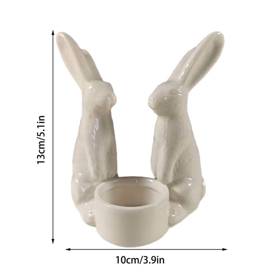Easter White Ceramic Bunny Scented Candle Candlestick Holder For Taper Candles Table Mantel Decor