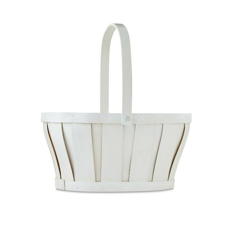 Easter White Oval Woodchip Basket, 12 in x 9.5 in x 13 in, by Way To Celebrate