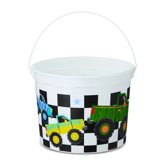 Checkered Monster Truck Plastic Bucket, Multicolor, 8" x 6.5", Easter by Way To Celebrate