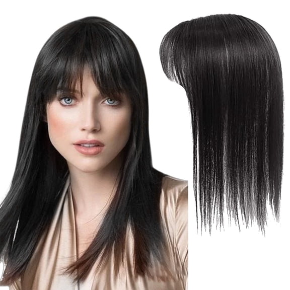 Easter Wig - 1Pc Fashion 3D Human Hair Topper Extension Seamless Thin Synthetic Hair Clip Black High Temperature Wire Wig St. Patrick'S Day, Wedding, Season, Anniversary