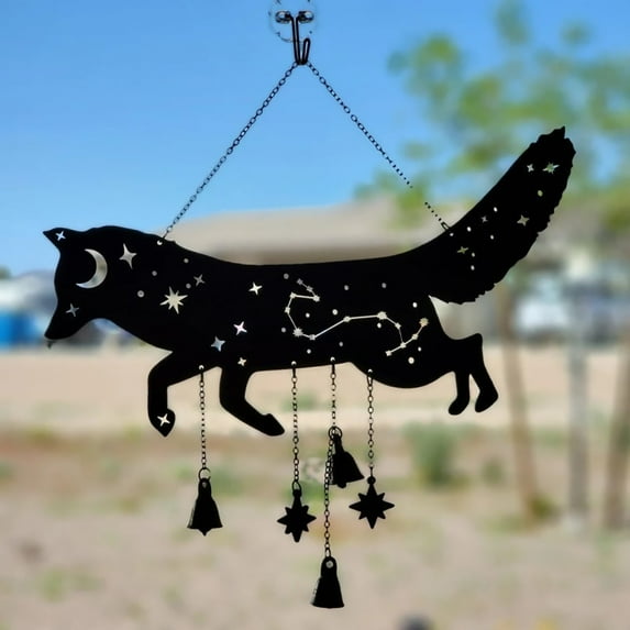 Easter Wind Chimes Metal Fox Wind Chimes with Bells Decor Cute Fox Wind Chimes Crafts Indoor and Outdoor Home Decoration Gardening Gifts Perfect for Patio, Garden