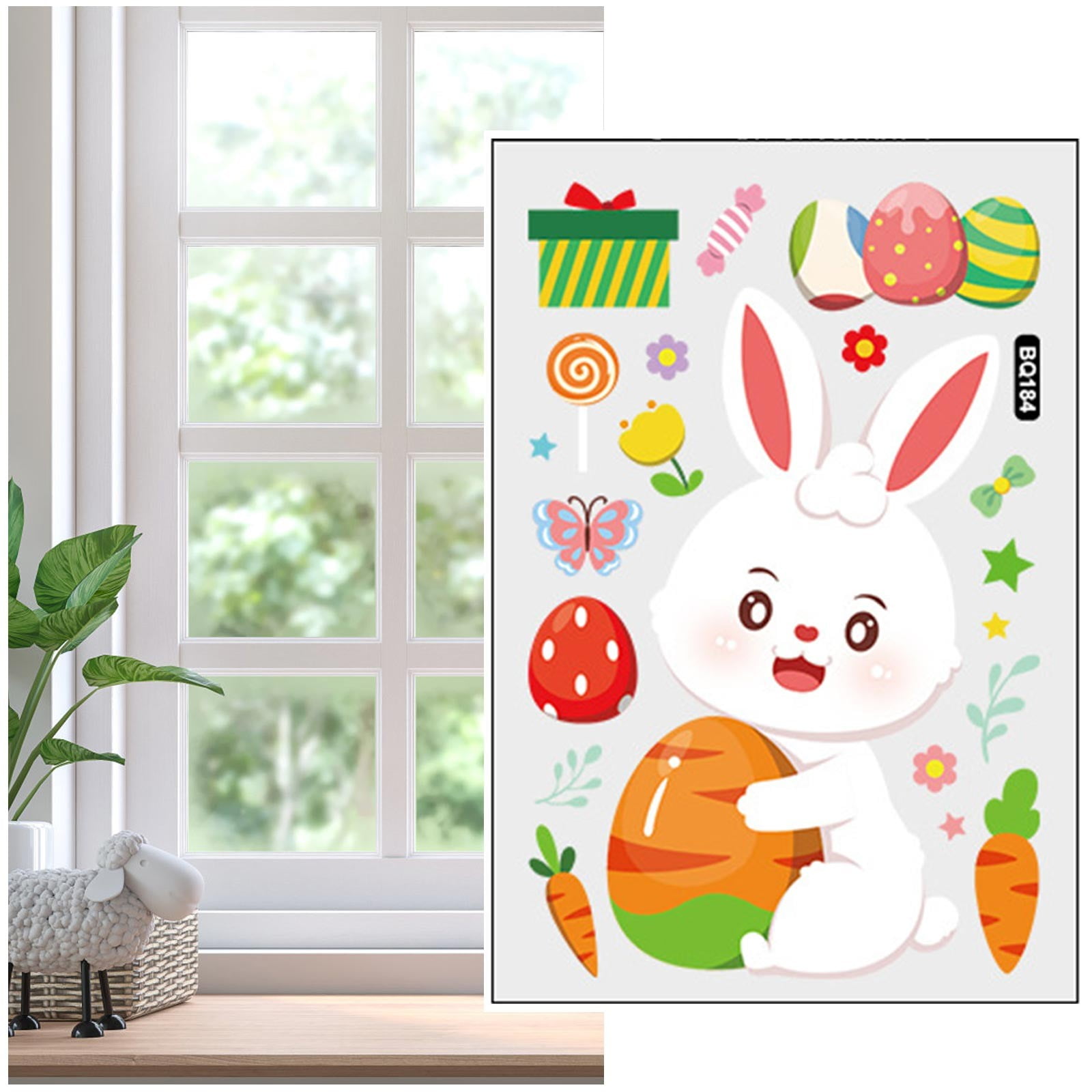 118 PCS Easter Window Clings Stickers - Bunny Egg Carrot Decor, Double Sided Window Decals For Home School Party