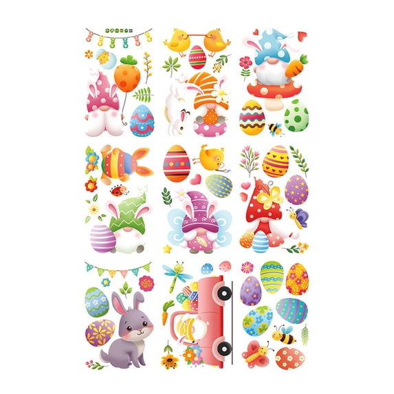 Easter Window Clings Set of 9 – 11.8x7.87in Electrostatic Stickers for Glass Doors, Shop Windows & Home Easter Decorations