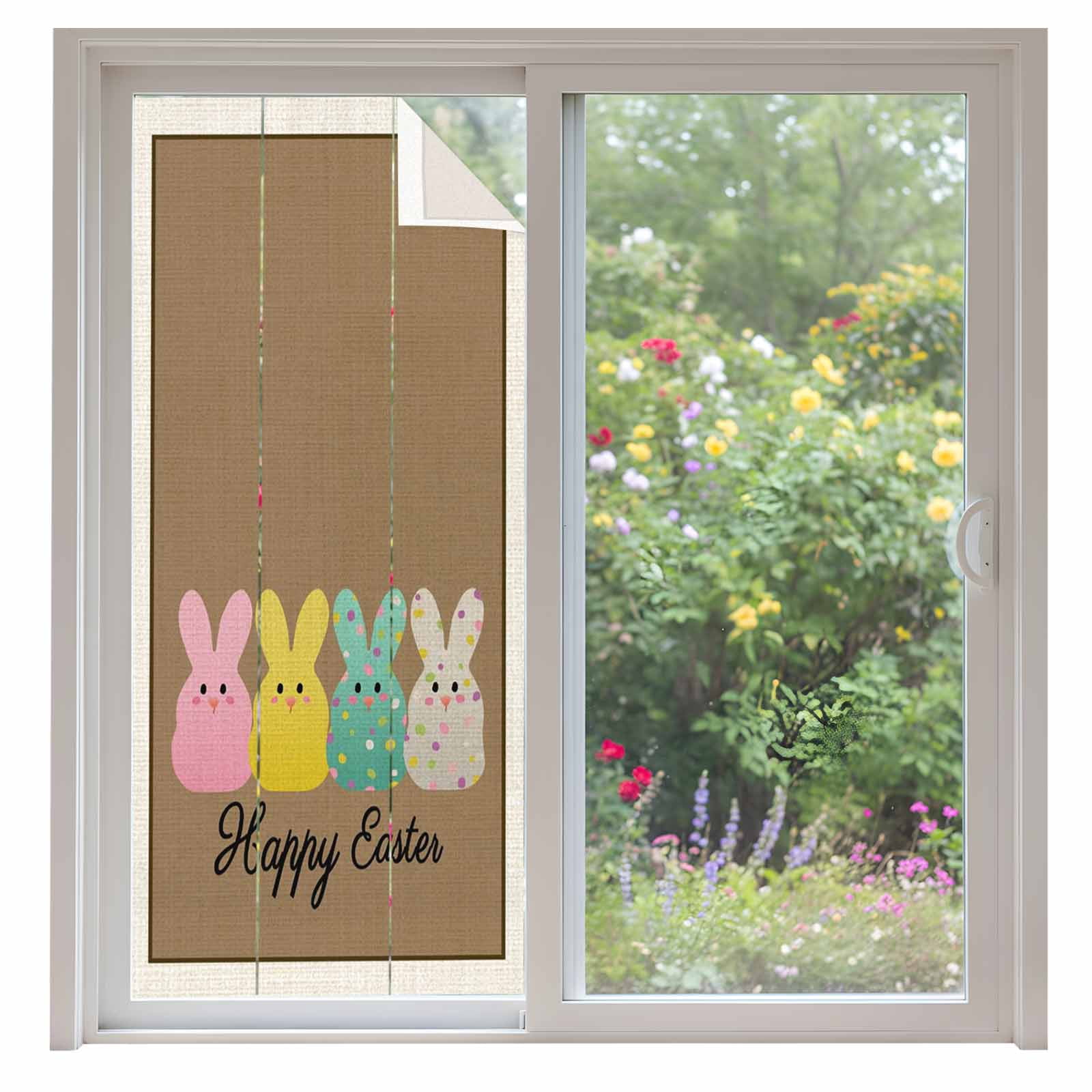 Easter Window Privacy Film, Colorful Bunny Spring Cartoon Cute Rabbits ...