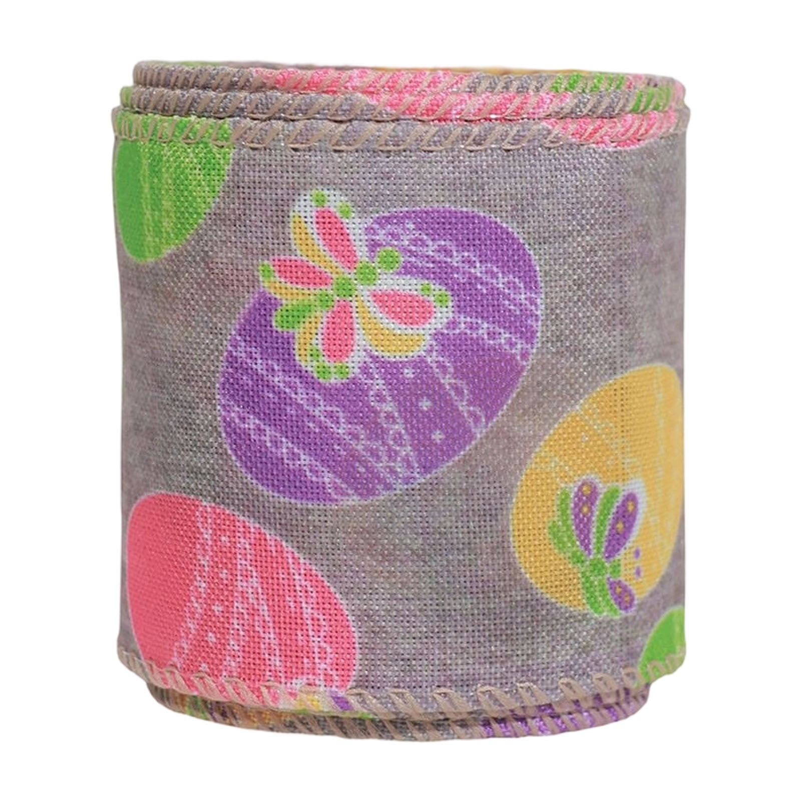 Easter Wired Edge Ribbon 1 Roll 16.4Ft Easter Ribbon Egg Bunny Printed ...