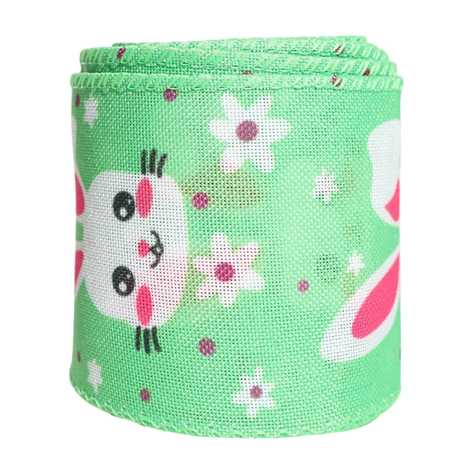 Easter Wired Edge Ribbon 1 Roll 16.4Ft Easter Ribbon Egg Bunny Printed ...