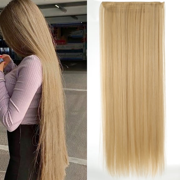 Easter Women'S U‑Clip Hair Extensions, Long Straight - Hair Extensions for Wig Women Hair Pieces Wig Pieces Simulate Hair Straight Hair Pieces Traceless Long Straight Hair Yellow High Temperature Wi