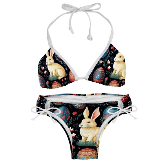 Easter Women's Bikini Set with Detachable Sponge and Adjustable Strap, Two-Pack, Ideal for Swimming and Beachwear