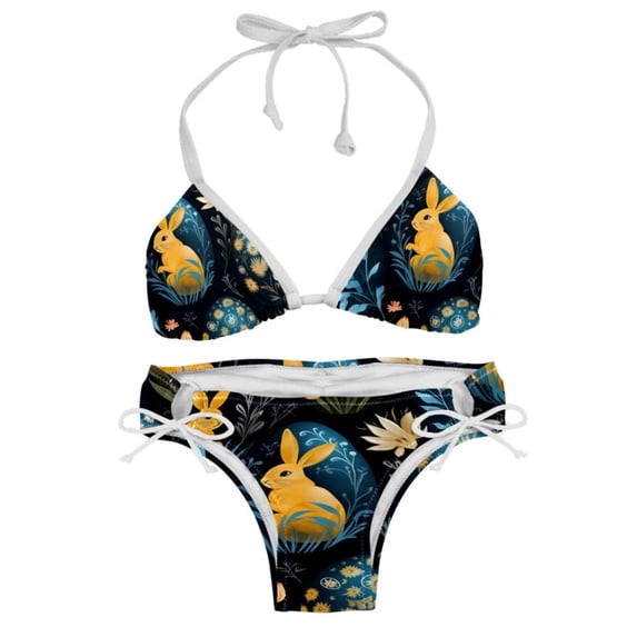 Easter Women's Detachable Sponge Adjustable Strap Bikini Set Swimsuit - Two-Pack for Beach Pool Party