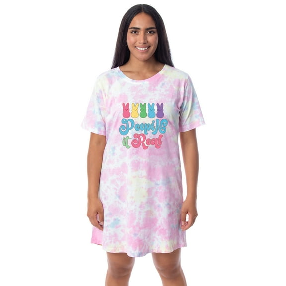Easter Women's Peepin It Real Peeps Marshmallow Candy Nightgown Pajama