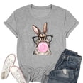 thumbnail image 1 of Easter Women's Sweatshirt Cute Rabbit Bow Print Casual Versatile Color Cotton Crew Neck Short Sleeve T-Shirt Light Gray M, 1 of 3