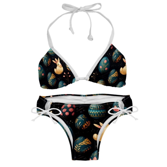 Easter Women's Swim Suit Bikini Set with Detachable Sponge and Adjustable Strap, Two-Pack, Ideal for Beach and Pool, One-Piece Swimsuits Included
