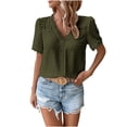 thumbnail image 1 of Easter Women’s V-Neck Top Versatile Casual Short Sleeve Shirt Summer Fashion Lace Breathable T-Shirt, 1 of 8