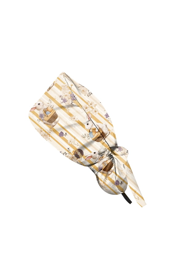 Easter Womens Christmas Nurse Surgical Scrub Bouffant Cap With Buttons Adjustable Print Sweatband Cap Bunny Eggs Print Work Cap, Casual Women'S Ponytail Cap Beige one size