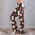 thumbnail image 1 of Easter Womens Pajama Pants Wide Leg Bunny Egg Print Loungewear Drawstring Comfy Lounge Pants Elastic Waist Cute Casual Fit with Pockets Pants, #50 Coffee XL, 1 of 5