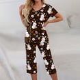 thumbnail image 1 of Easter Womens Pajama Set 2026 Lounge Rabbit Printed Plus Size Short Sleeve and Capri Pants Women 2 Piece Sleepwears, 1 of 7