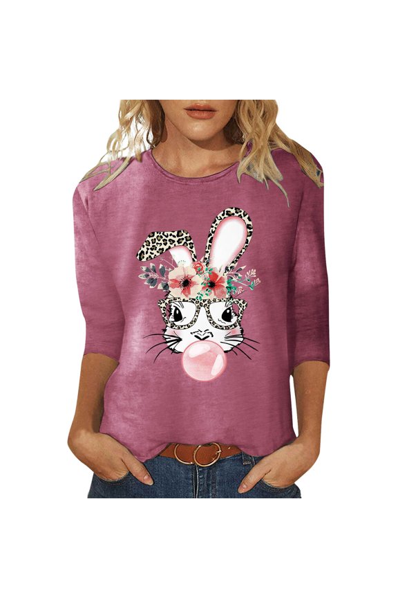 Easter Womens T Shirt Themed Graphic Print Short Sleeve Crew Neck Crop Tank Tops for Women,Watermelon Red,M