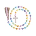 thumbnail image 1 of Easter Wood Bead Garland Farmhouse Decorative Wooden Beads Prayer Beads Tassel Garland Wall Hanging Decoration with Cross for Tiered Tray, 1 of 7