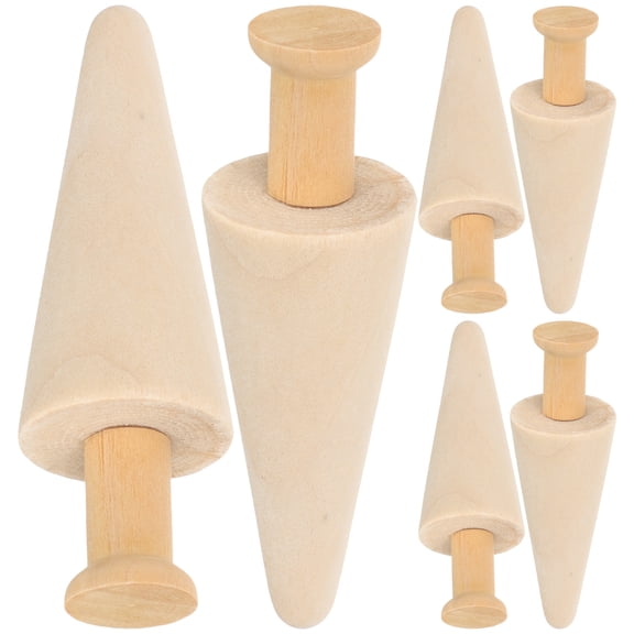 Vosarea Unfinished DIY Wood Trees Unfinished Wooden Trees Khaki 6Pcs Home Deco