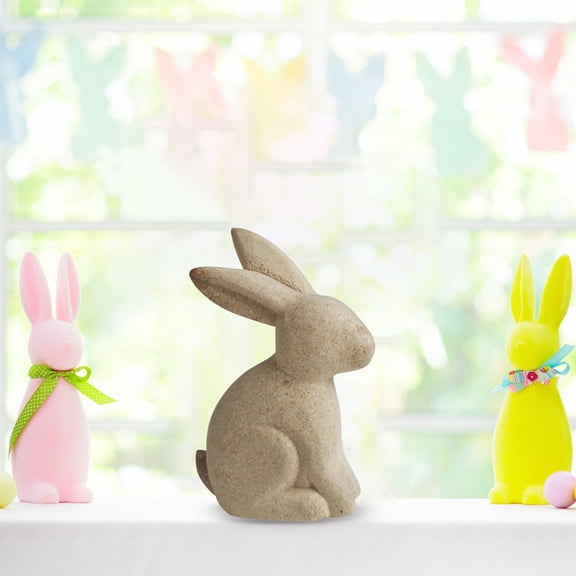 Easter Wooden Animal Ornaments DIY Craft Kit Unfinished Wood Bunny Figurines 7 Inch Creative Desktop Decoration Photo Prop for Home Office, Easter Decor