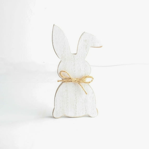 Easter Wooden Bunny Figurine Table Ornaments Easter Decor,Handmade Rabbit Ornaments to Paint Easter Bunny Cutouts Unfinished Bunny Tiered Tray Decor for Spring Easter Party Home Decor