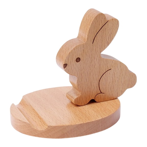 Easter Wooden Bunny Phone Stand – Desktop Holder & Table Décor, Spring Holiday Home Accessory, Festive Desk Organizer, Rustic Farmhouse Decoration, Seasonal Easter Accent for Office & Home (A)