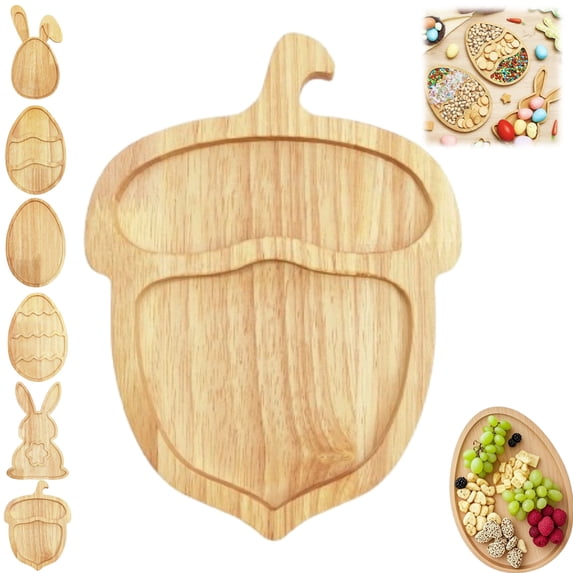 Easter Wooden Bunny Serving Tray, Easter Rabbit Charcuterie Board, Bunny Snack Platter for Easter Holiday Party Decor and Food Display,G