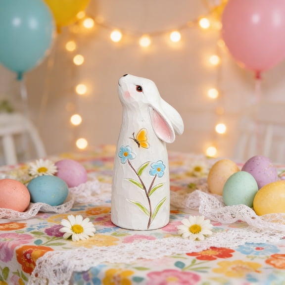 Easter Wooden Carved Bunny Figurine Laser Cut Rabbit Silhouette Spring Home Desktop Shelf Mantel Decor Rustic Farmhouse Accent