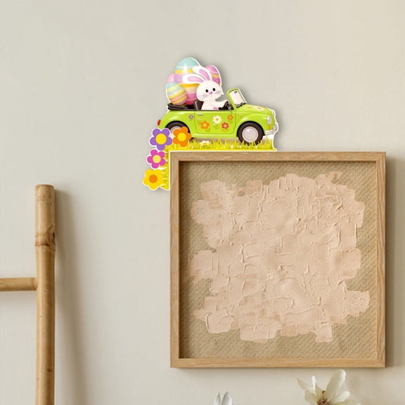 Easter Wooden Corner Door Frame Decorations Personalized Hanging Door Sign, Solid Wood 3D Color Printed, Spring Home Wall Decor, 1 Piece