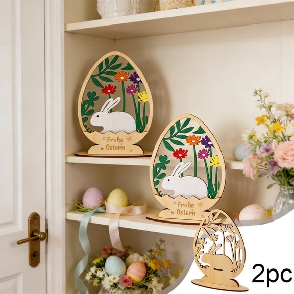 Easter Wooden Craft Kit DIY Holiday Ornament Party Decor Handmade Activity Wooden Puzzle Home Decoration Gift for Adults Family Fun Easter Egg Rabbit Floral Assembly Painting Creative Craft Project