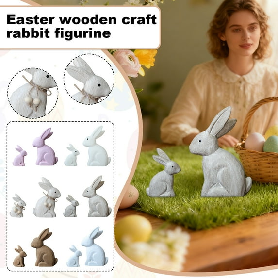 Easter Wooden Craft Rabbit Figurine Versatile Home Decor For Children's Room Creative Desktop Window Display Photography Decoration Ideal Gift For Easter Housewarming Birthdays