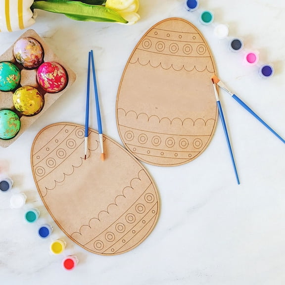 Easter Wooden DIY Egg Ornaments, Unfinished Wood Egg Crafts, Blank Wood Decor, Easter Home Tabletop & DIY Craft Decoration(Beige 7.87*5.91 inch)