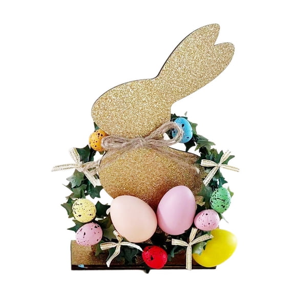 Easter Wooden Decoration Set With Rabbits And Eggs Design, Natural Wood Material For Tabletop Display, Mantel Decor, Holiday Centerpiece And Festive Home Atmosphere