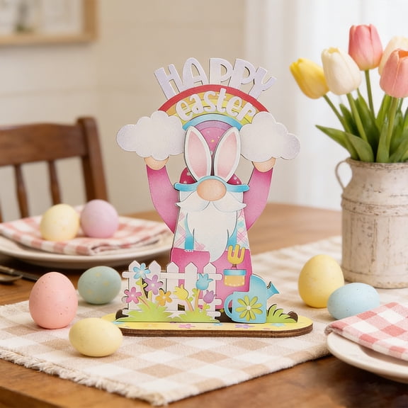 Easter Wooden Faceless Dwarf Figurines, Rustic Elf Old Man Decor, Easter Decor, Festive Ornaments for Living Room, Bedroom, Study and Office, Perfect Holiday Gifts for Home Party, 5.5*7in, D